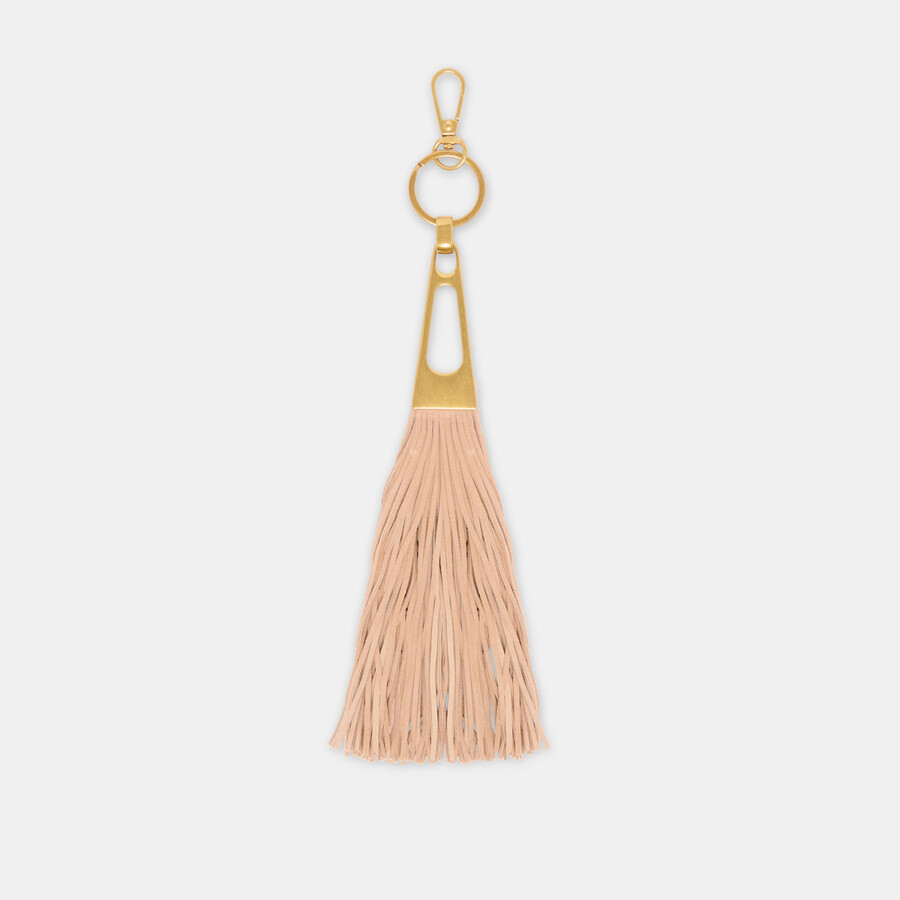 taschenanhänger mit fransenquaste kamel