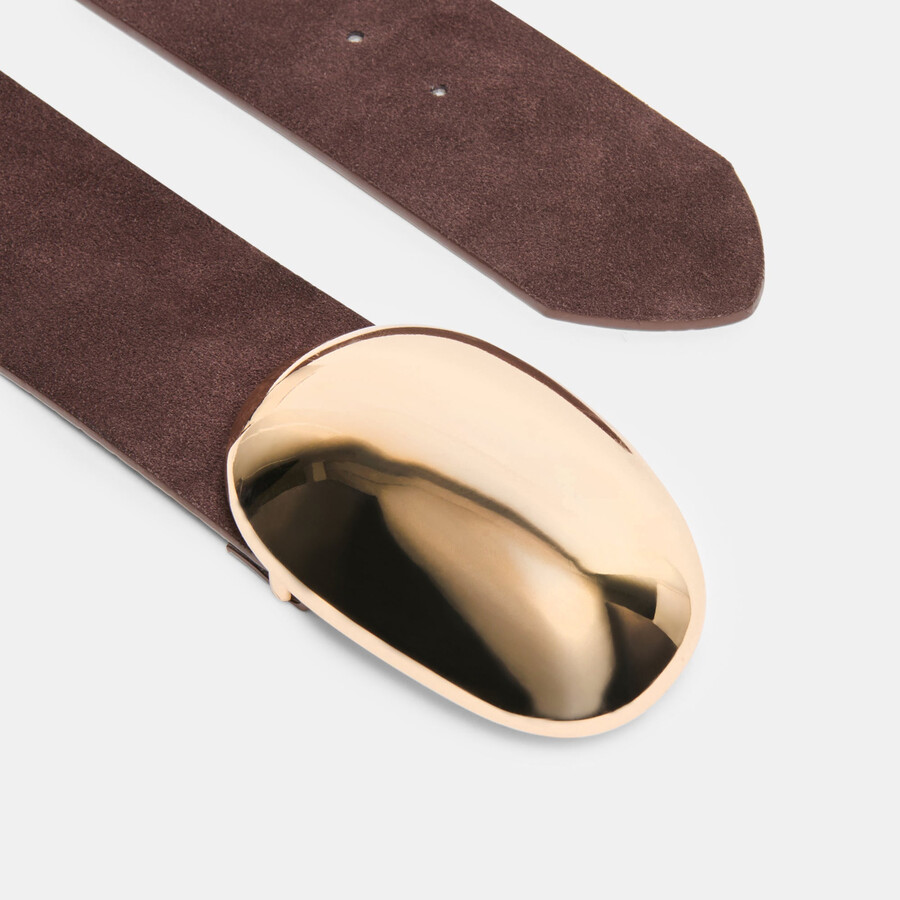 gürtel mit blasenschnalle mahagoni-gold