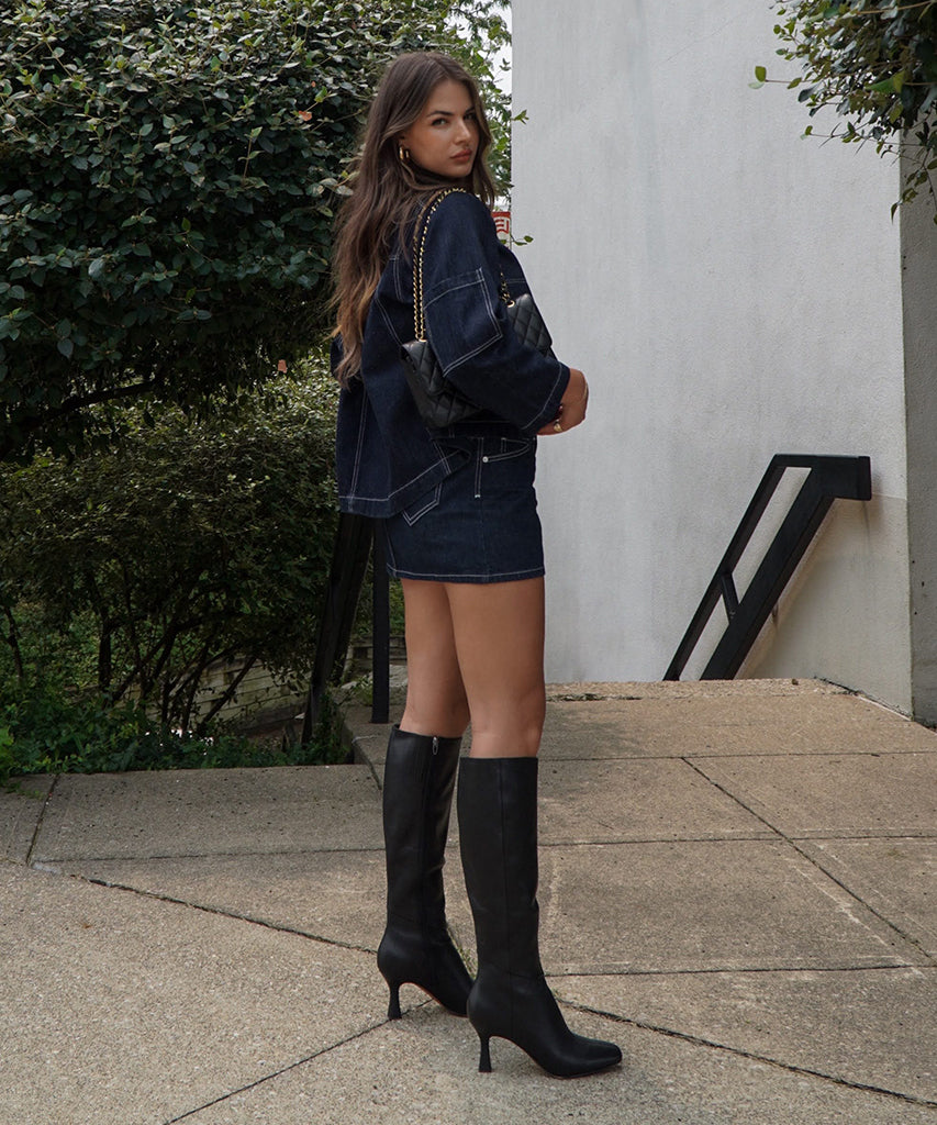 gyra stiefel aus schwarzem leder