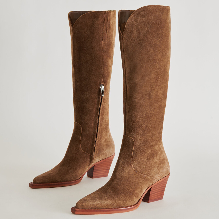 raj boots aus braunem wildleder