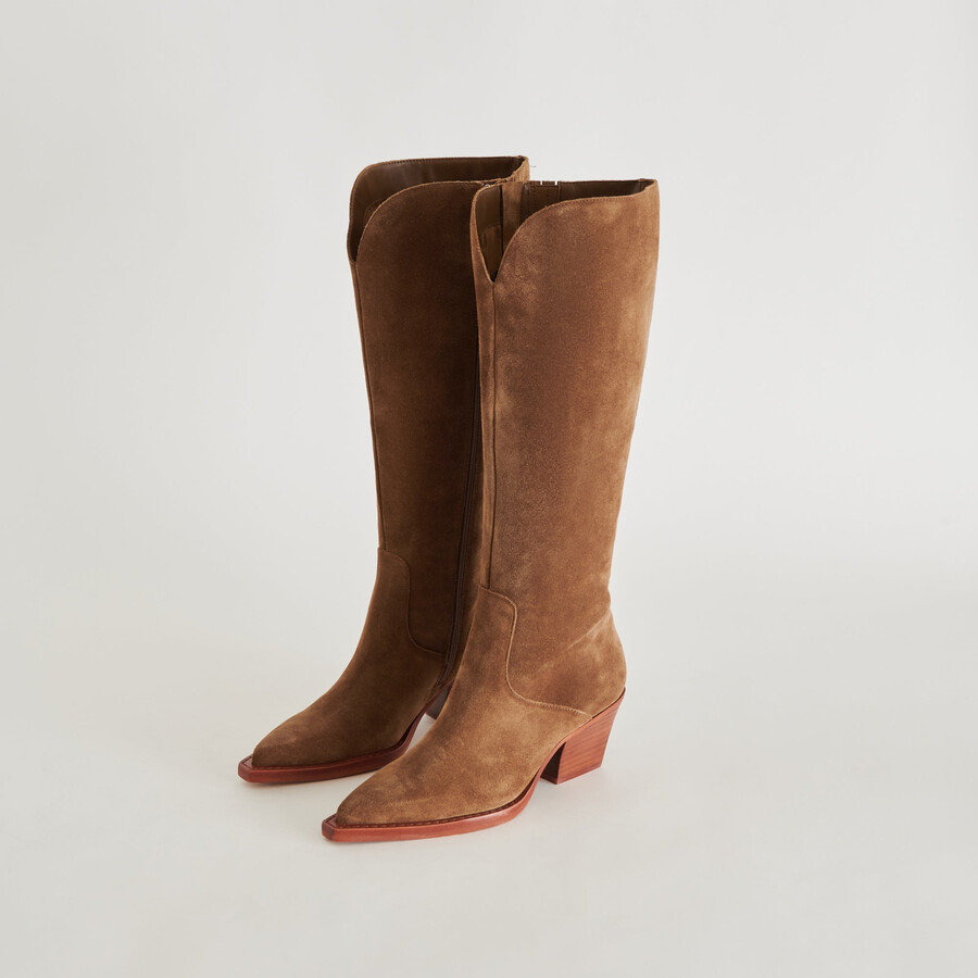 raj boots aus braunem wildleder