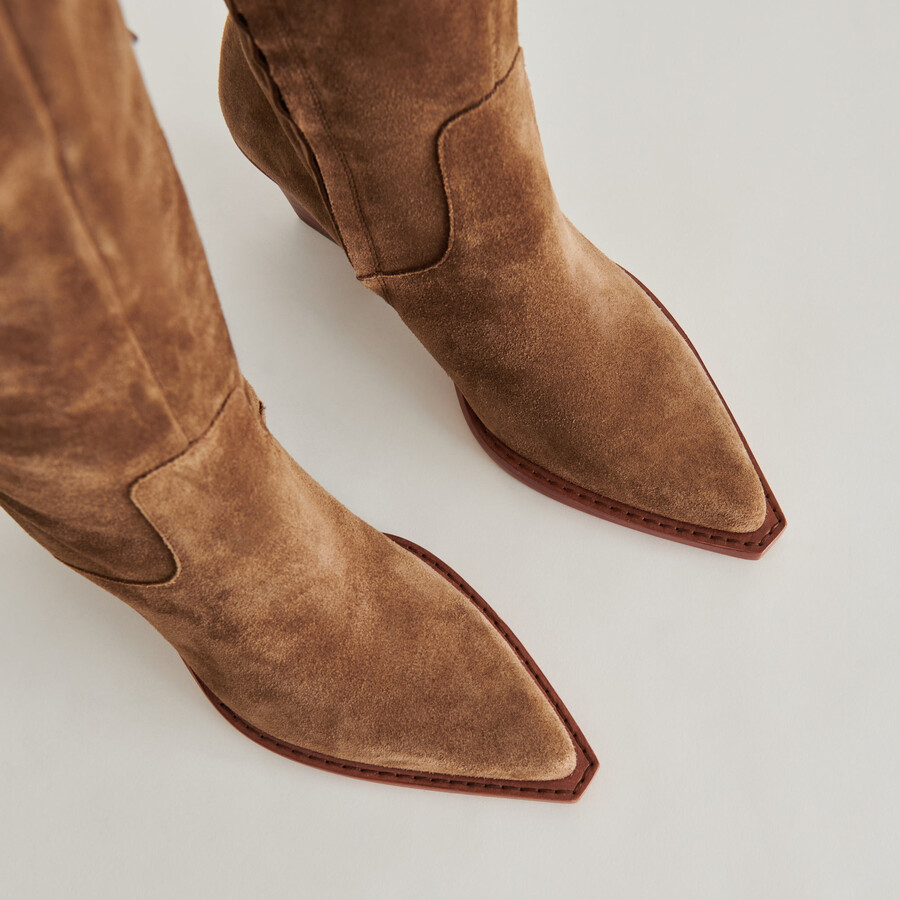 raj boots aus braunem wildleder