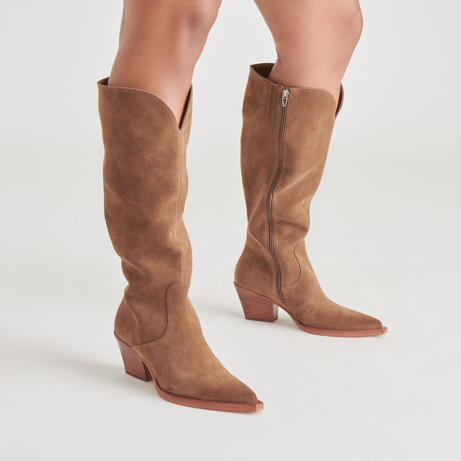 raj stiefel mit weiter kalbsweite braunes wildleder