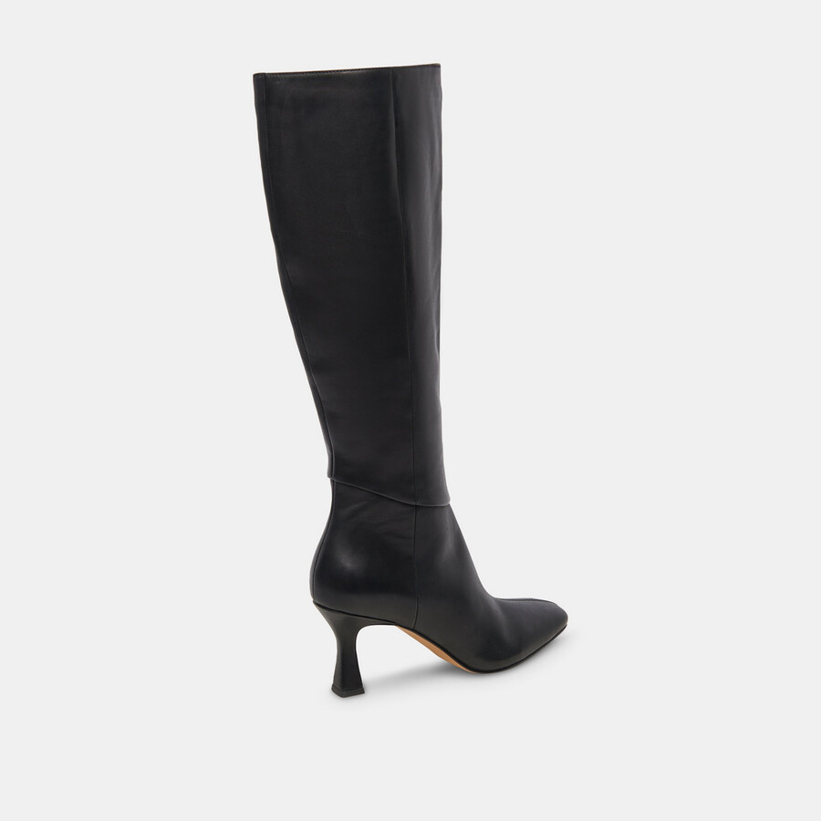 gyra stiefel mit weitem schaft schwarzes leder