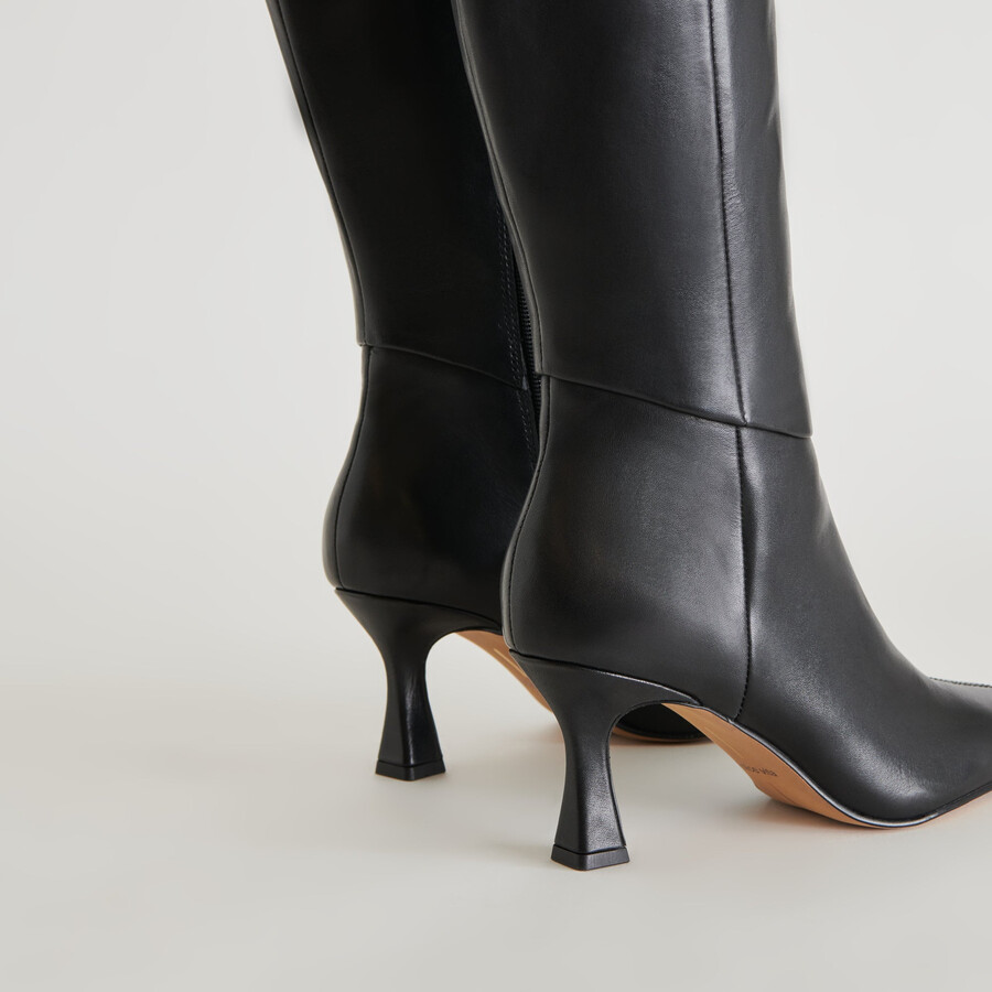 gyra stiefel mit weitem schaft schwarzes leder
