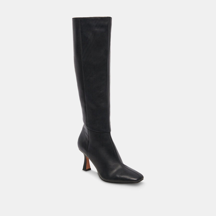 gyra stiefel mit weitem schaft schwarzes leder