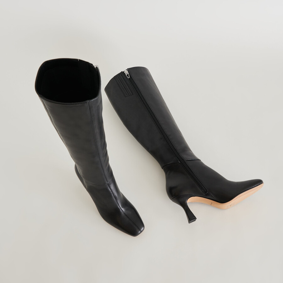 gyra stiefel mit weitem schaft schwarzes leder