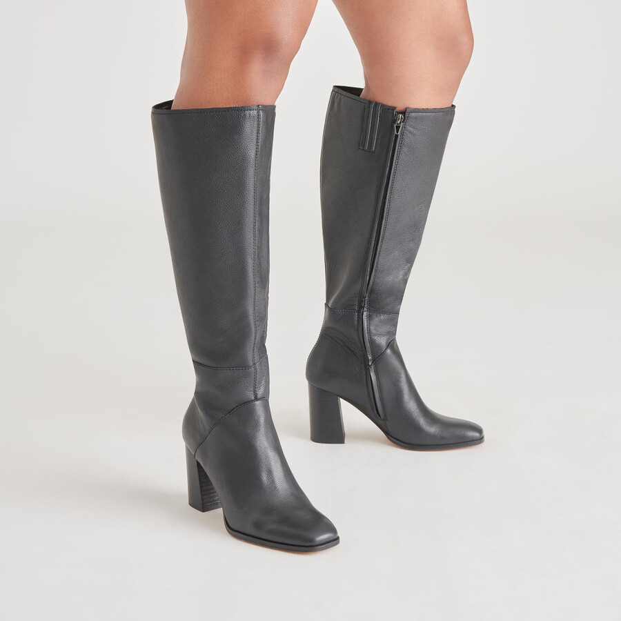 fynn stiefel mit weitem schaft onyx-leder