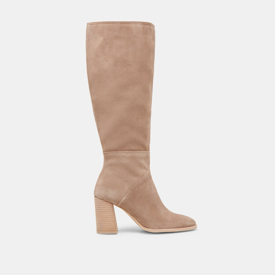 fynn stiefel mit weitem schaft trüffel-wildleder