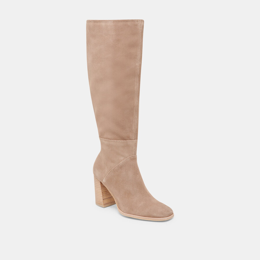 fynn stiefel mit weitem schaft trüffel-wildleder