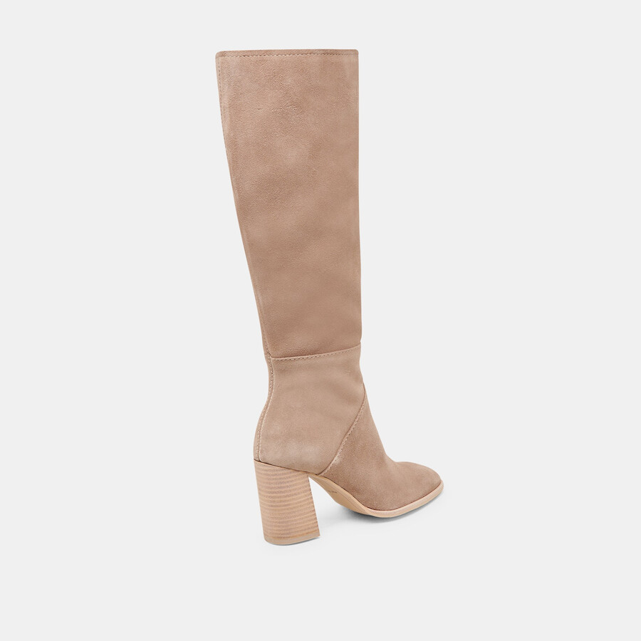 fynn stiefel mit weitem schaft trüffel-wildleder