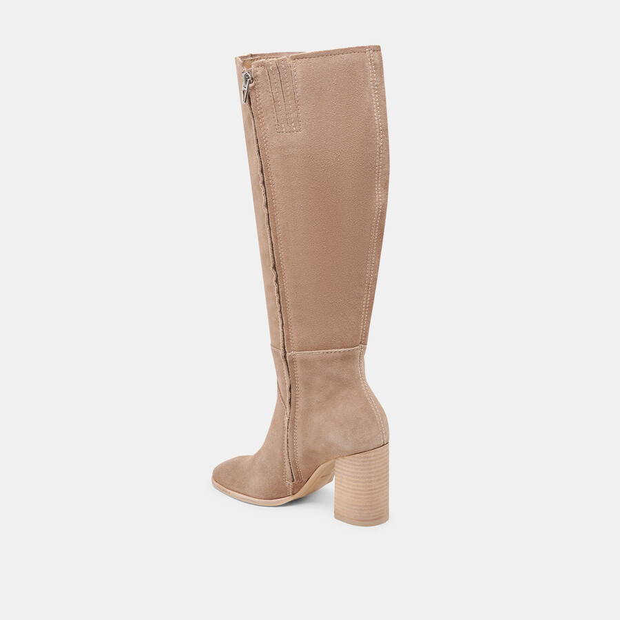fynn stiefel mit weitem schaft trüffel-wildleder