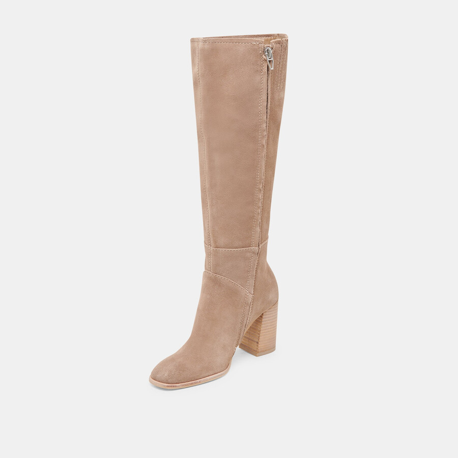 fynn stiefel mit weitem schaft trüffel-wildleder