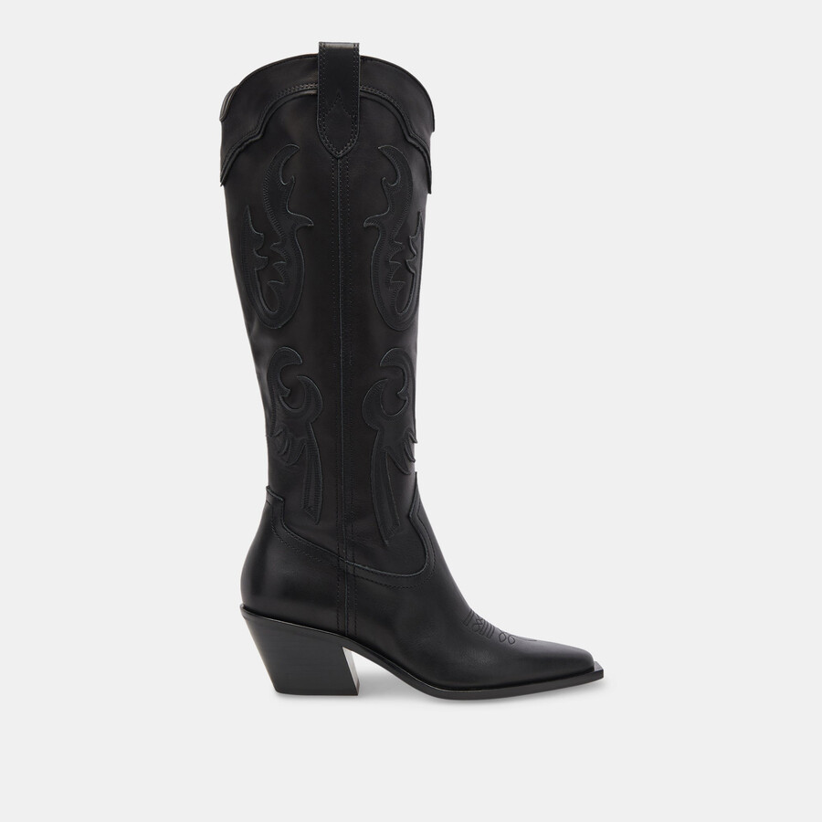 samsin stiefel aus schwarzem leder