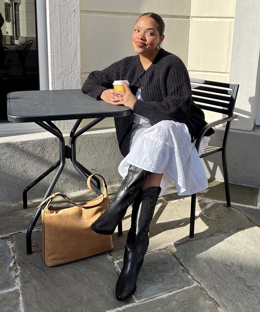samsin stiefel aus schwarzem leder