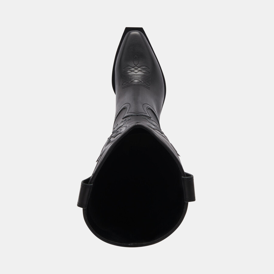 samsin stiefel aus schwarzem leder