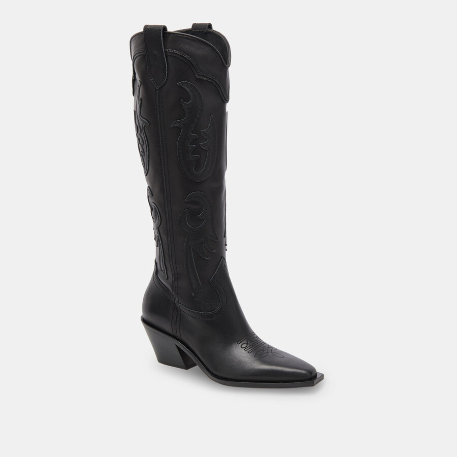 samsin stiefel aus schwarzem leder