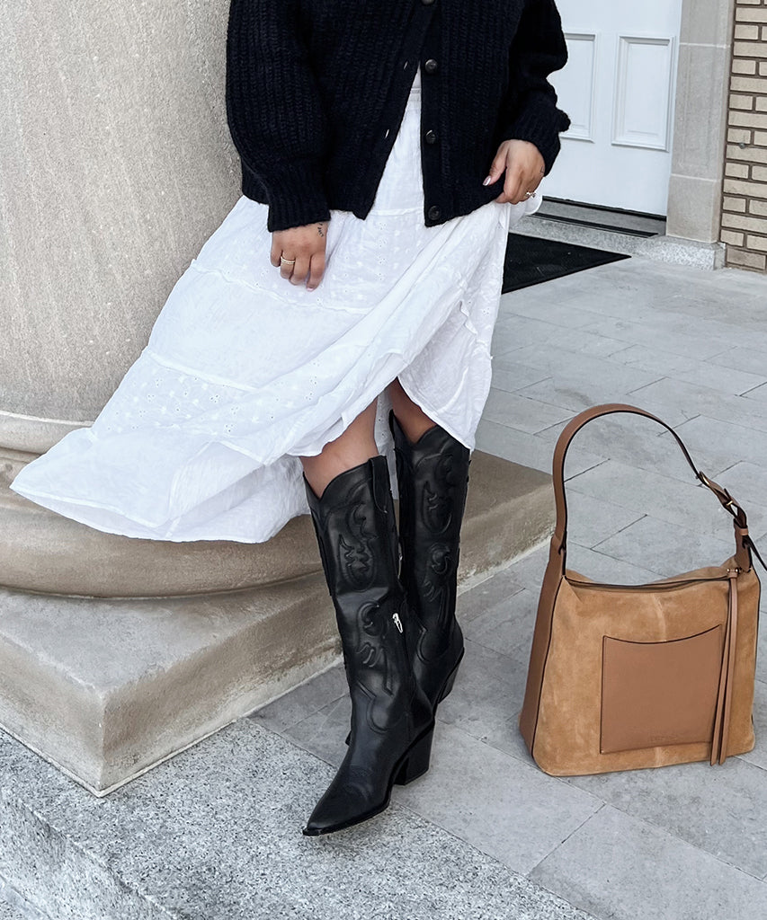 samsin stiefel aus schwarzem leder