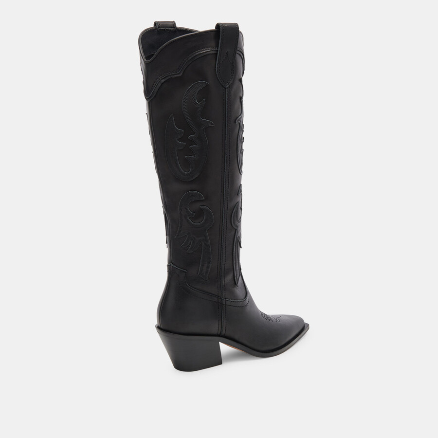 samsin stiefel aus schwarzem leder