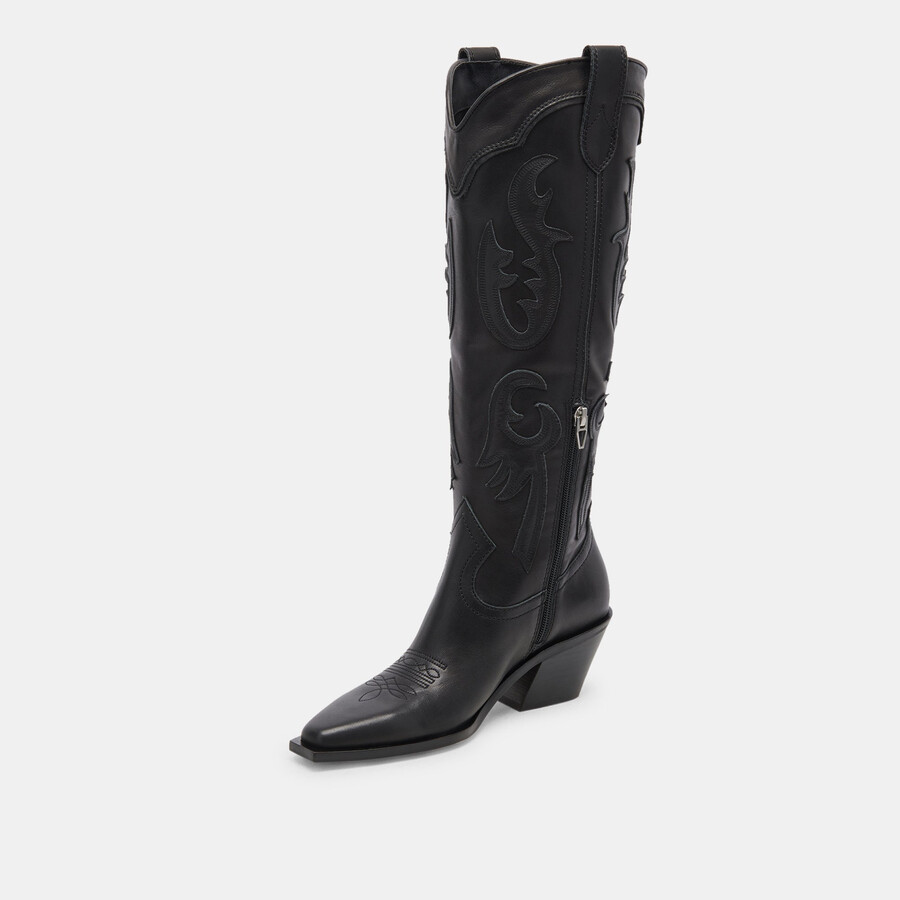 samsin stiefel aus schwarzem leder