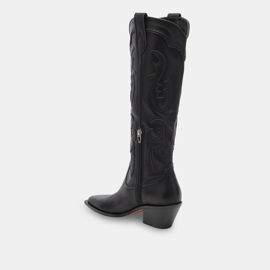 samsin stiefel aus schwarzem leder