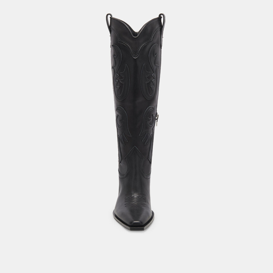 samsin stiefel aus schwarzem leder