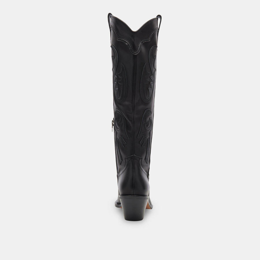 samsin stiefel aus schwarzem leder