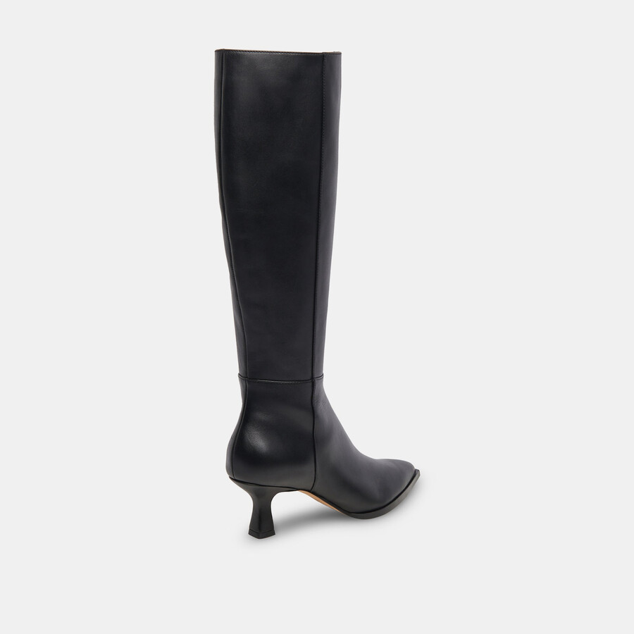 auggie stiefel mit weitem schaft schwarzes leder