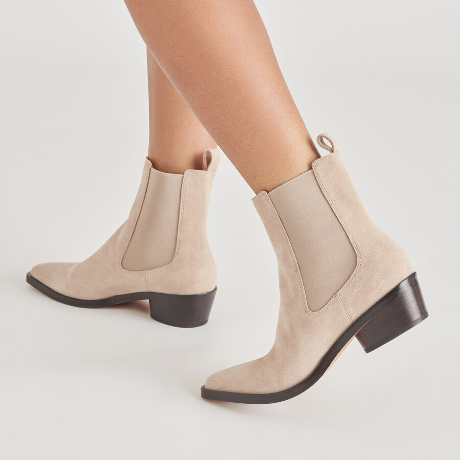 foster stiefeletten aus taupefarbenem wildleder