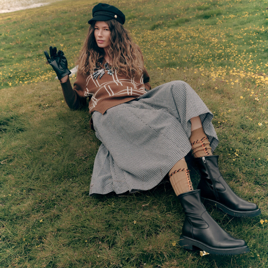 simaya h2o stiefel aus schwarzem leder