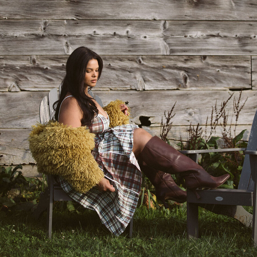 gyra stiefel mit weitem schaft schokoladenbraunes leder