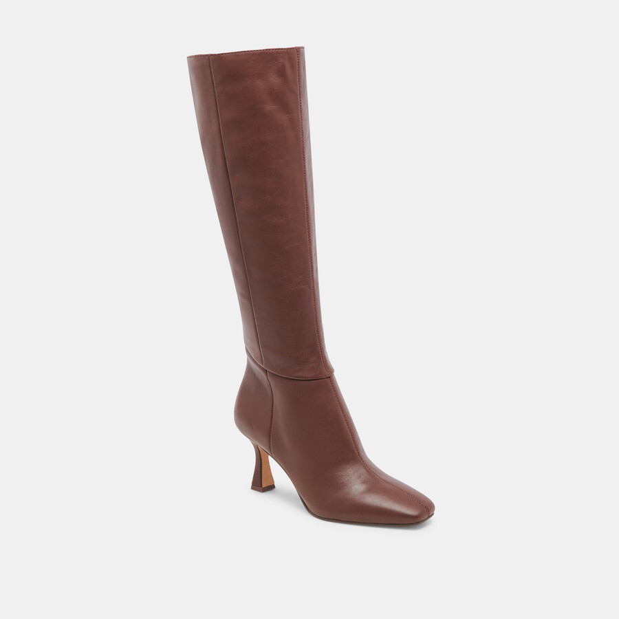 gyra stiefel mit weitem schaft schokoladenbraunes leder