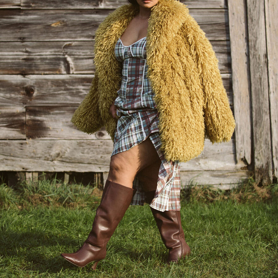gyra stiefel mit weitem schaft schokoladenbraunes leder
