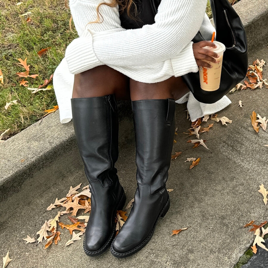glory h2o stiefel mit weitem schaft schwarzes leder