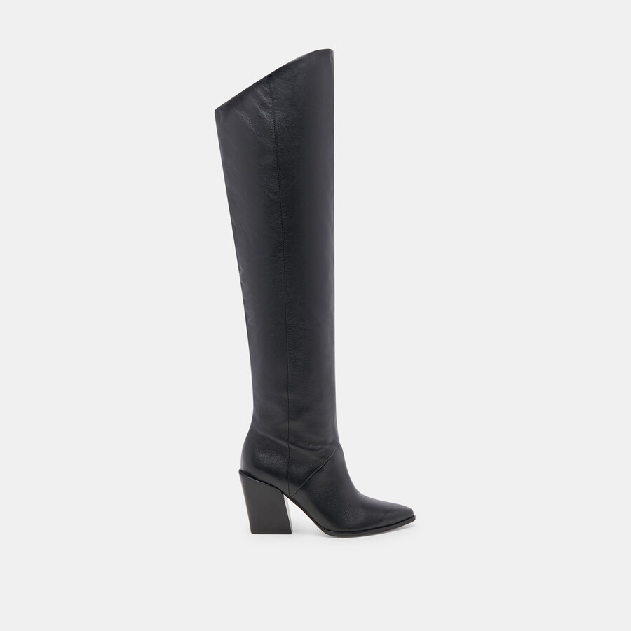 lupin stiefel mit weitem schaft schwarzes leder
