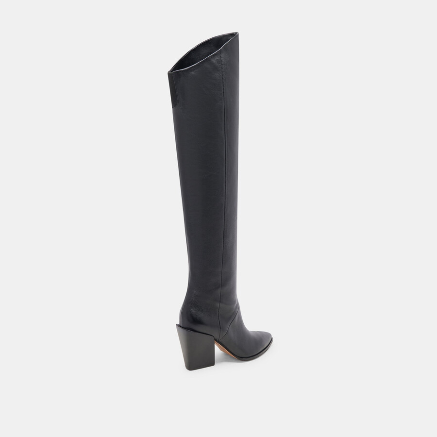 lupin stiefel mit weitem schaft schwarzes leder