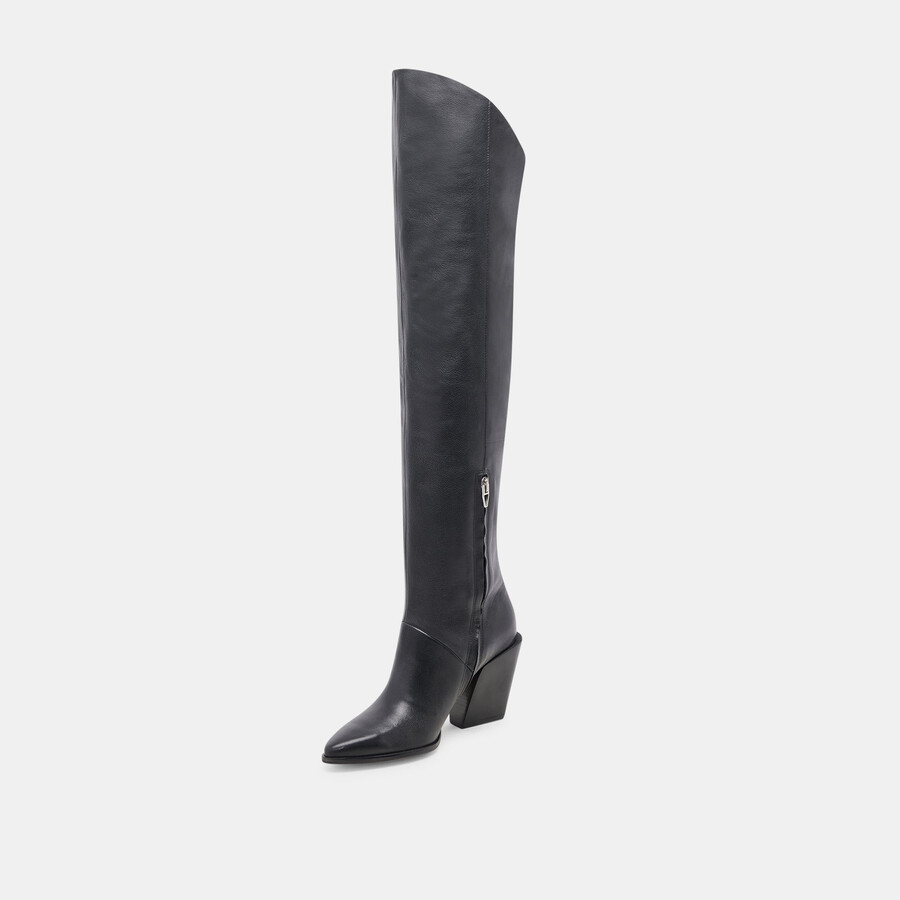 lupin stiefel mit weitem schaft schwarzes leder
