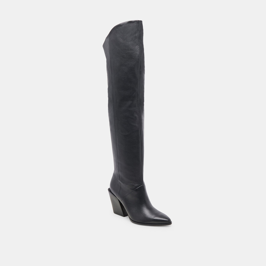 lupin stiefel aus schwarzem leder