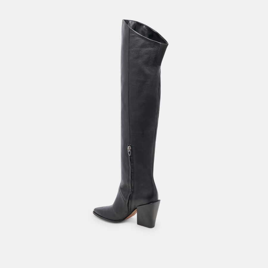 lupin stiefel aus schwarzem leder