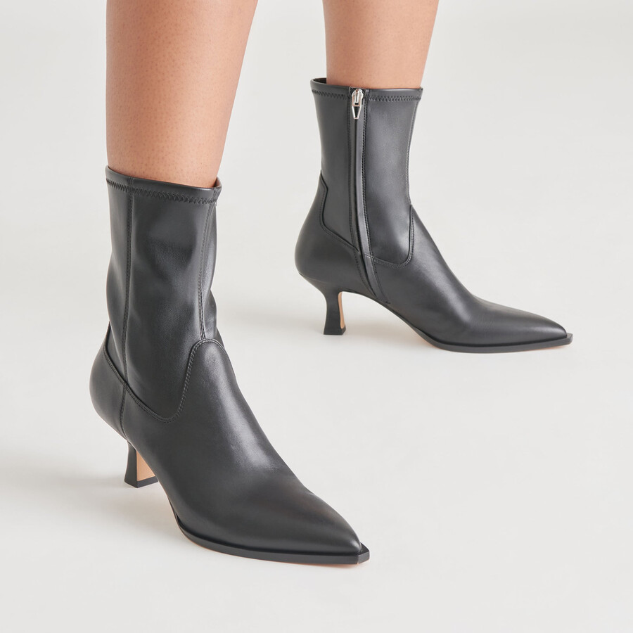 arya stiefel mit weitem schaft schwarzes leder