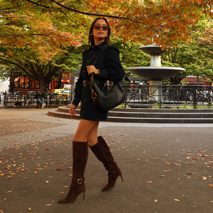 kinzy boots dunkelbraunes wildleder