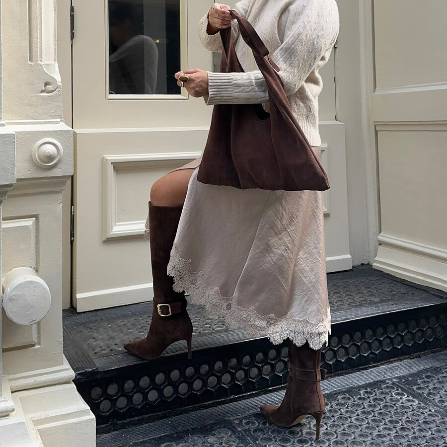 kinzy boots dunkelbraunes wildleder