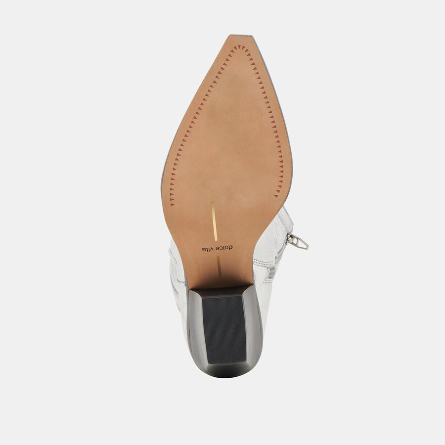 ryland stiefel mit extraweiter kalbsweite silberfarbenes leder im used-look