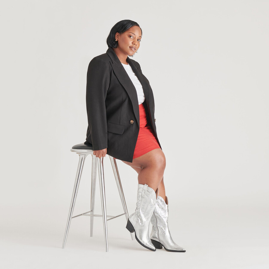 ryland stiefel mit extraweiter kalbsweite silberfarbenes leder im used-look