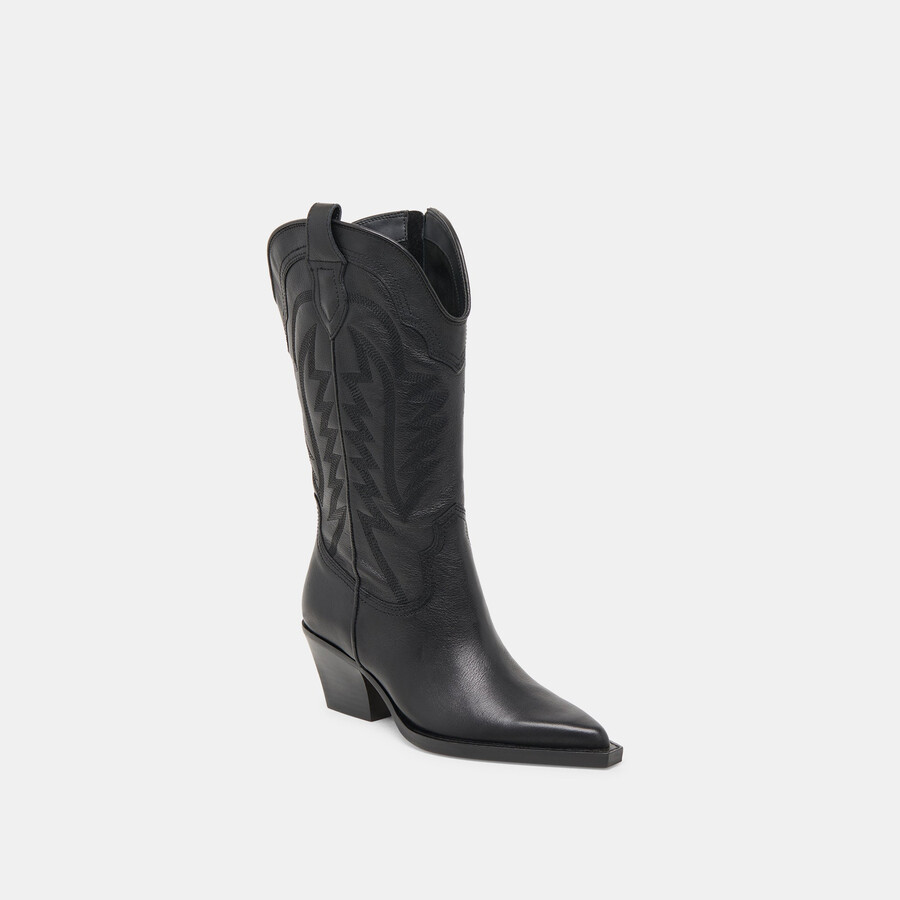 ryland stiefel mit weitem schaft schwarzes leder