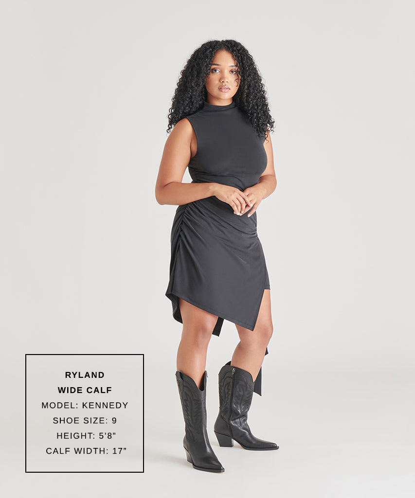 ryland stiefel mit weitem schaft schwarzes leder