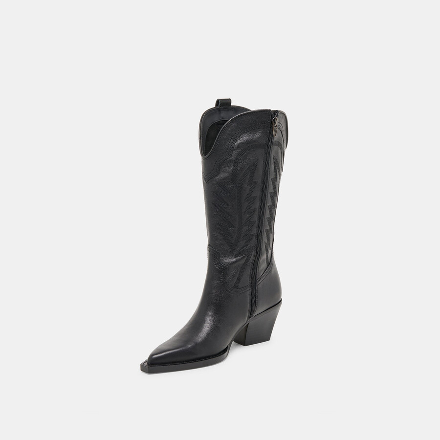 ryland stiefel mit weitem schaft schwarzes leder