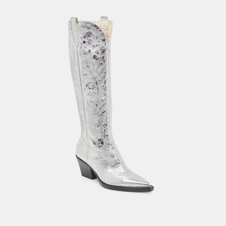 ryatt boots silbernes leder im used-look