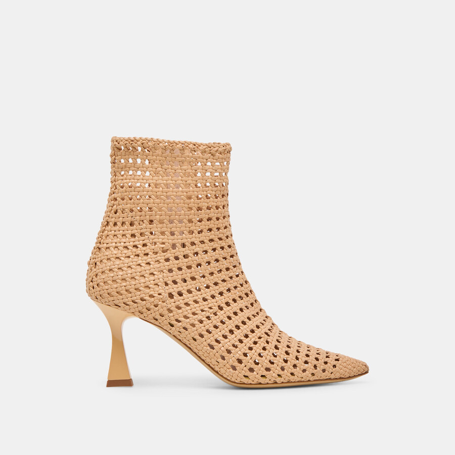 lonni stiefeletten aus hellbraunem gewebtem leder