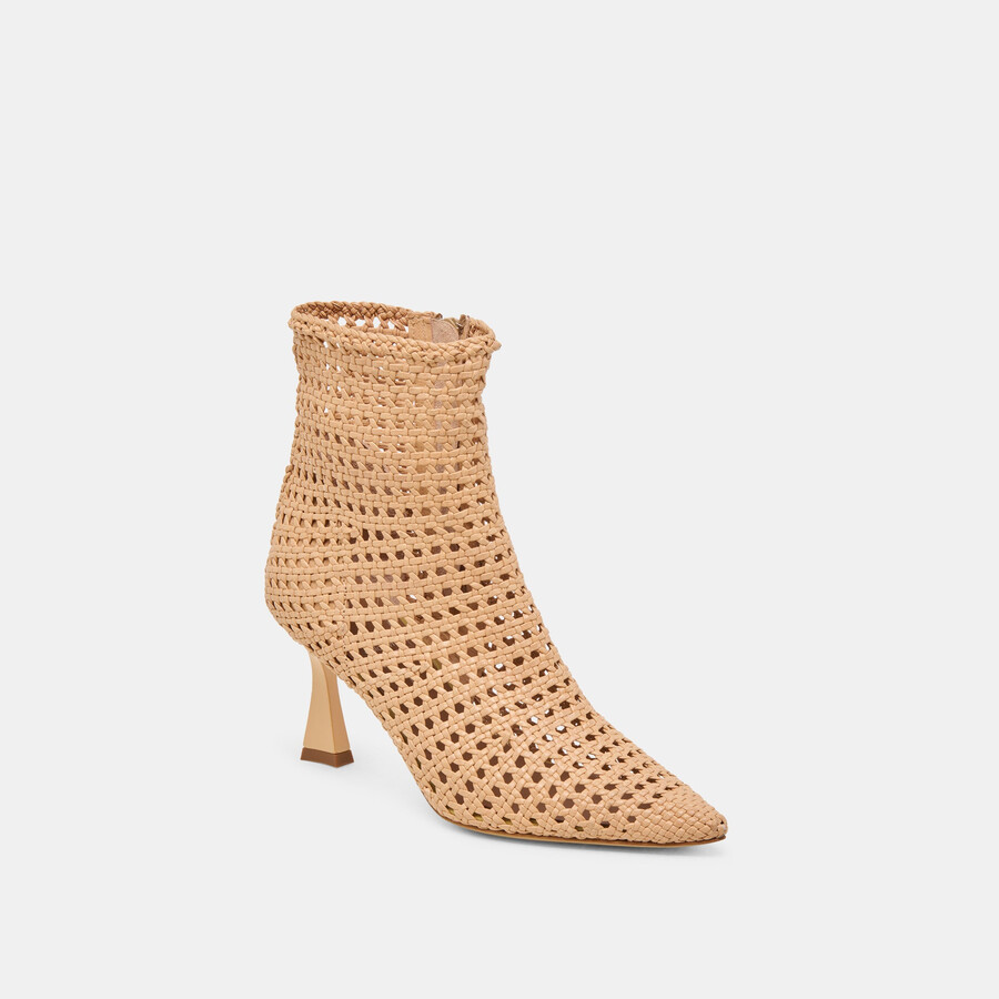 lonni stiefeletten aus hellbraunem gewebtem leder